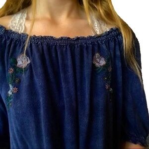 D & Kade Chambray Top Blue - L